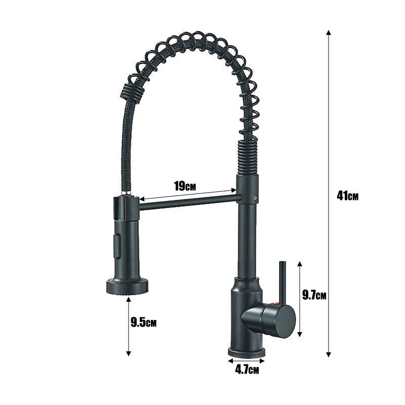 Chrome Spring Pull Down Kitchen Faucets Stream Spray Head Hot Cold Water Tap Stainless steel Rotation Kitchen Mixer Tap Crane - Shoppiline
