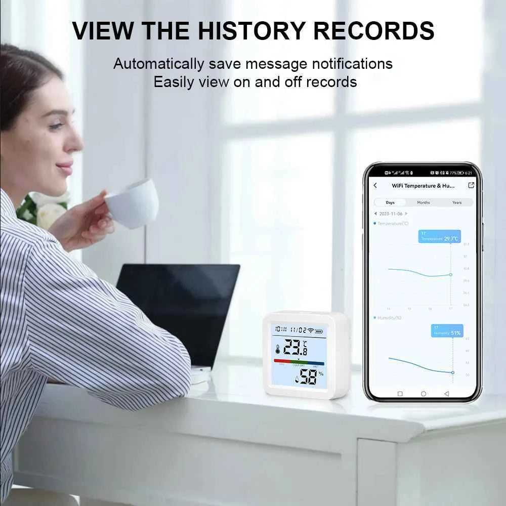 ONENUO Tuya WIFI Temperature Humidity Sensor Hygrometer Thermometer Smart Home APP Remote Moniter Support Alexa Assistant