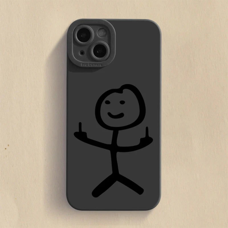 Cartoon Matchman Phone Case For iPhone 11 12 13 14 15 Pro Max XR XS X 7 8 Plus SE 2020 Shockproof Matte Soft TPU Silicone Cover