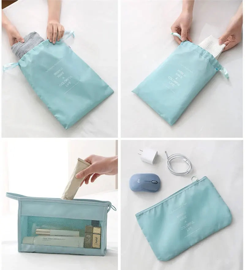 10/7-teiliges Set Reise-Organizer Aufbewahrungstaschen Koffer Packwürfel Tragbarer Kleiderschrank Gepäck Kleidung Schuhtasche Faltbar