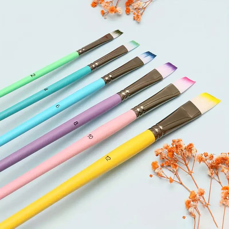 6Pcs Professional Paint Brushes Set, Artist Paintbrush, Easter Egg Brush, Art Painting Supplies, Nylon Round Pointed Flat for Acrylic