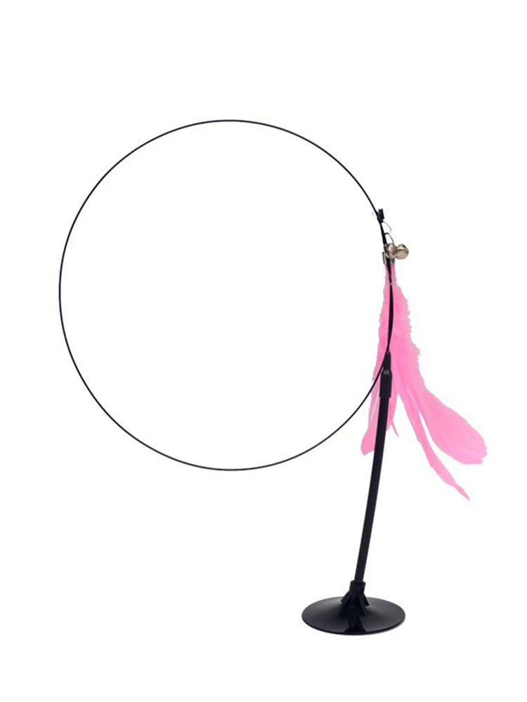 Cat Teaser Toy Interactive Bell & Feather Wand Long Suction Cup Pole for Exciting Playtime Adventures - Ultimate Cat Toy