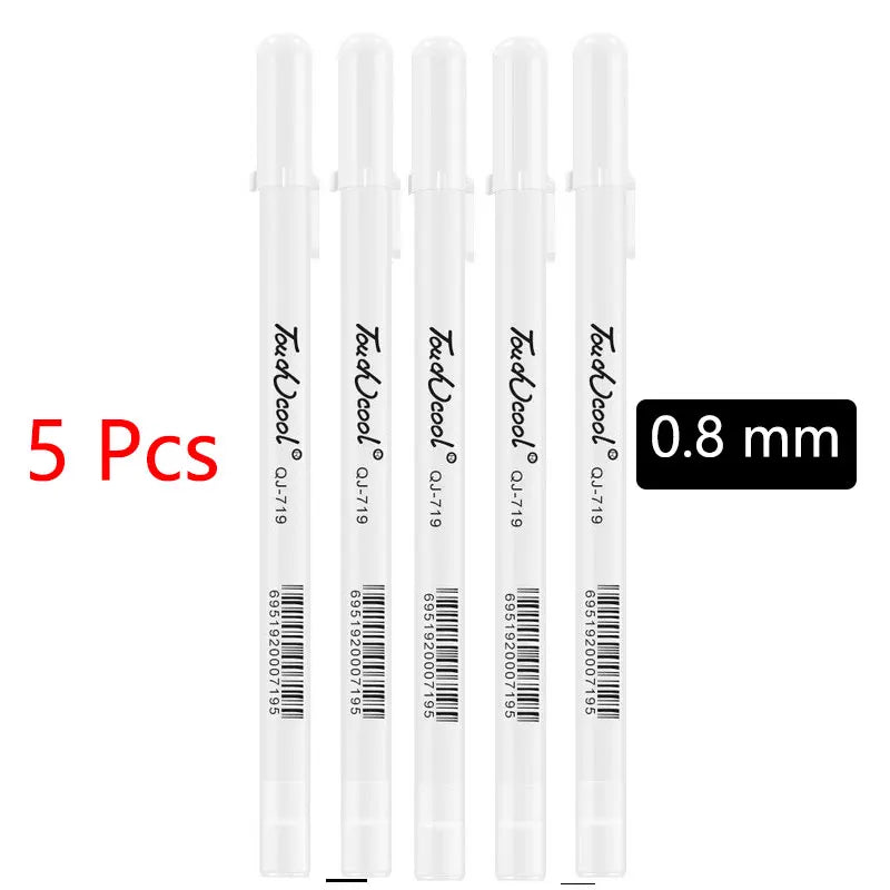 Stylo Marqueur Blanc Ensemble Stylos Gel Blancs Gras Imperméables DIY Graffiti Croquis Marqueur Papeterie Fournitures Scolaires Pinceau