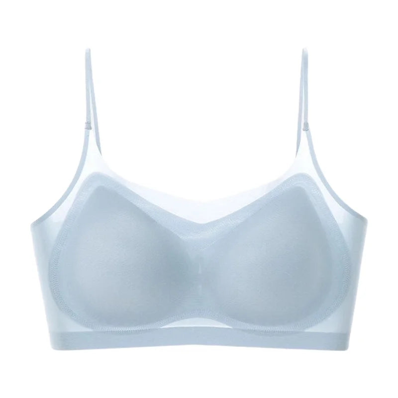 Ultra-Thin Breathable Ice Silk Bra Lingerie Women'S Seamless Back Halter Vest Wraps Small Breasts Sexy And Comfortable Top
