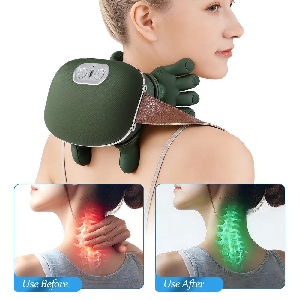Bionic Neck Shoulder Massager Multifunctional 3-Level Cervical Massage Electric Heating Kneading Muscles Massage  Neck Waist Leg