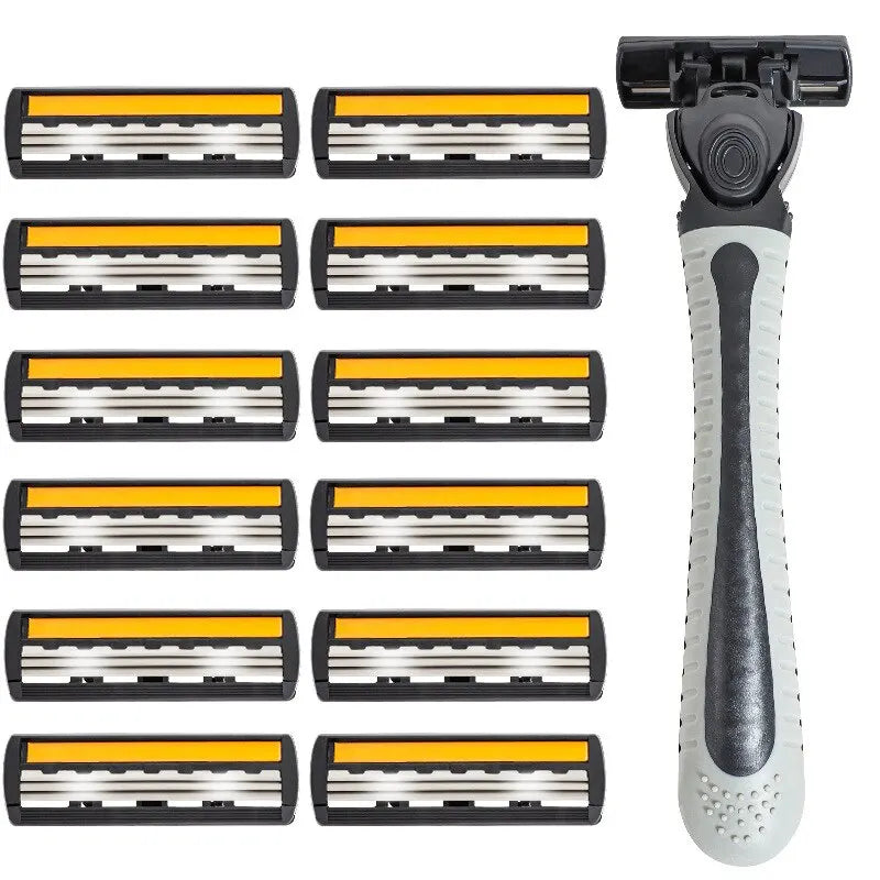 Men's Shaver Stainless Steel Shaving Three Layer Blade Shaver Reusable Razor Imported Blade Professional Barber Shaving Tools