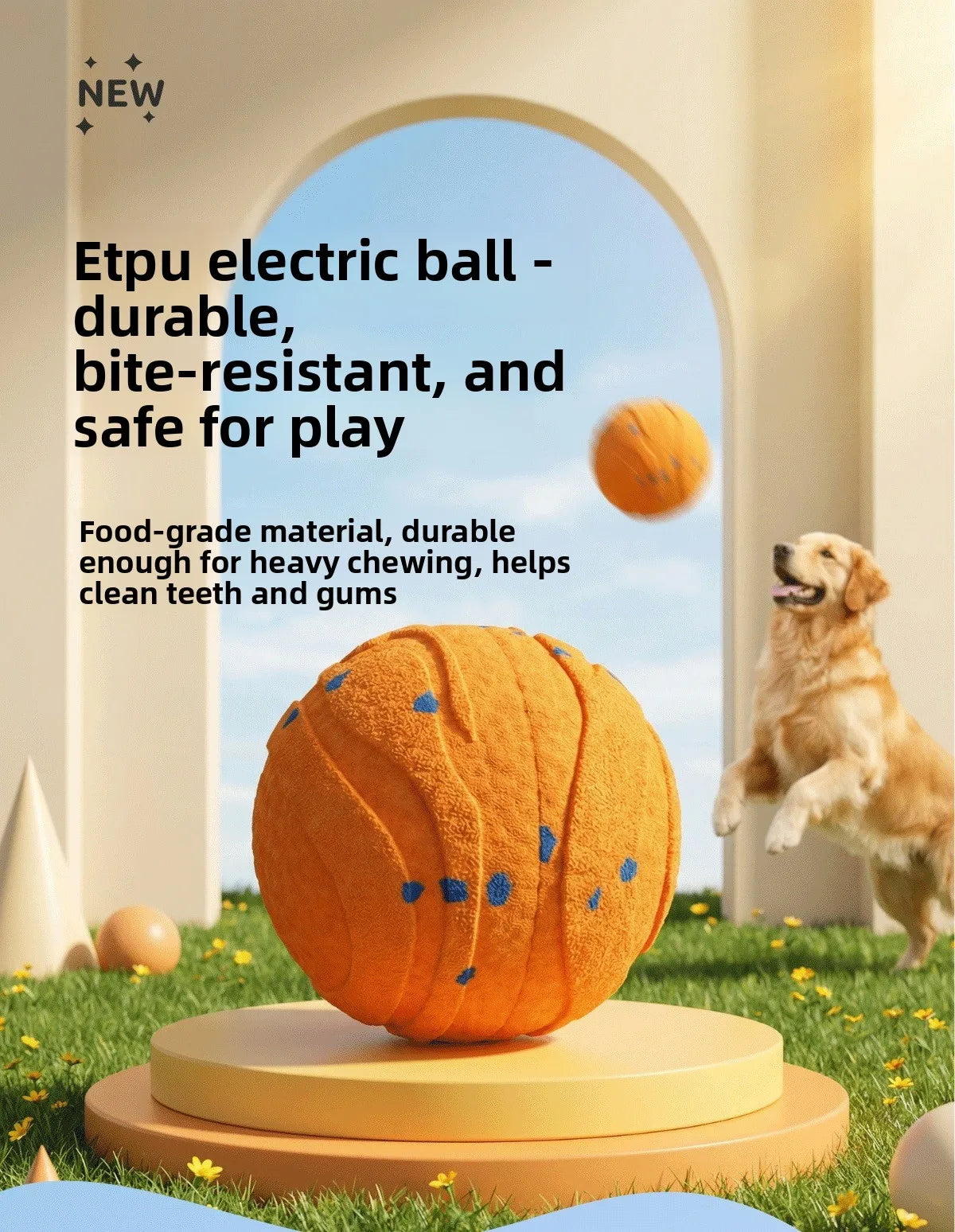 ETPU Dog Bite-Resistant Ball Round Electric Non-Toxic Molar Ball Training Pet Dog Toy Ball Food Grade Certification
