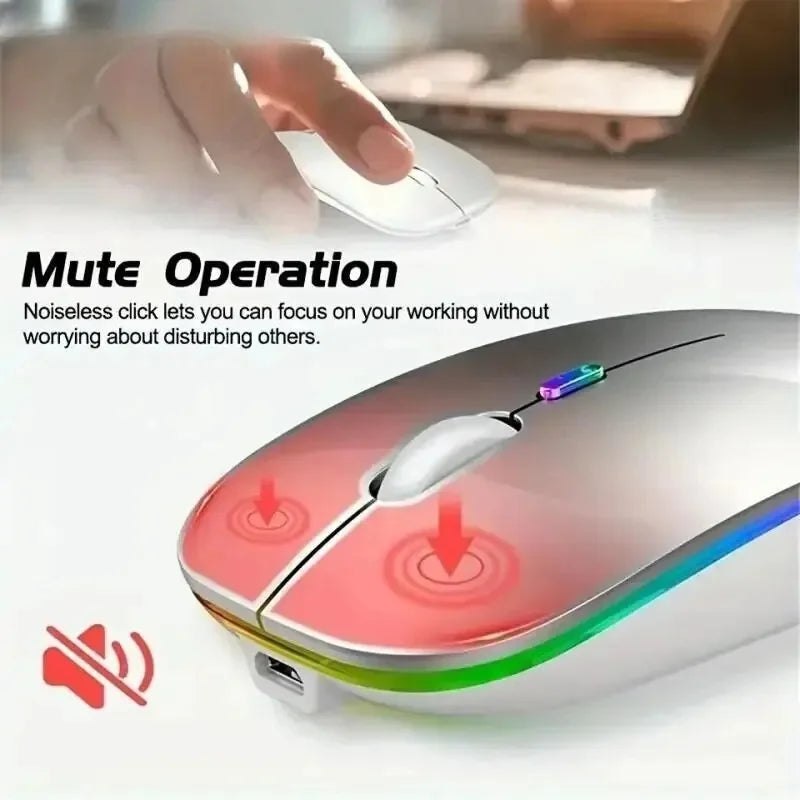 Kabellose Maus Wiederaufladbar Silent LED Hintergrundbeleuchtung Mäuse PC Laptop Computer Maus 2.4Ghz Empfänger Bluetooth Dual Modus Optische Mäuse