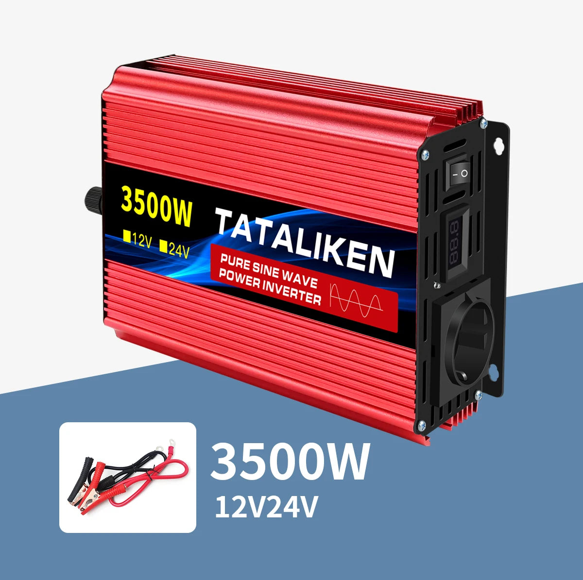 Inverter Pure Sine Wave  2500W/3500W/4500W/5000WDC 12V/24V to AC 220V 230V Voltage Transfer Converter Charging Adapter EU Socket - Shoppiline