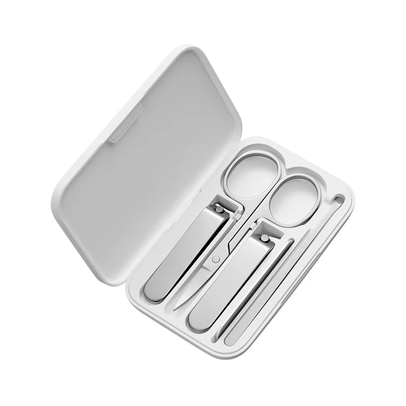Mijia Nail Clipper Five-Piece Set White High-Quality Stainless Steel Magnetic Absorption Simple Five-Piece Set Portable