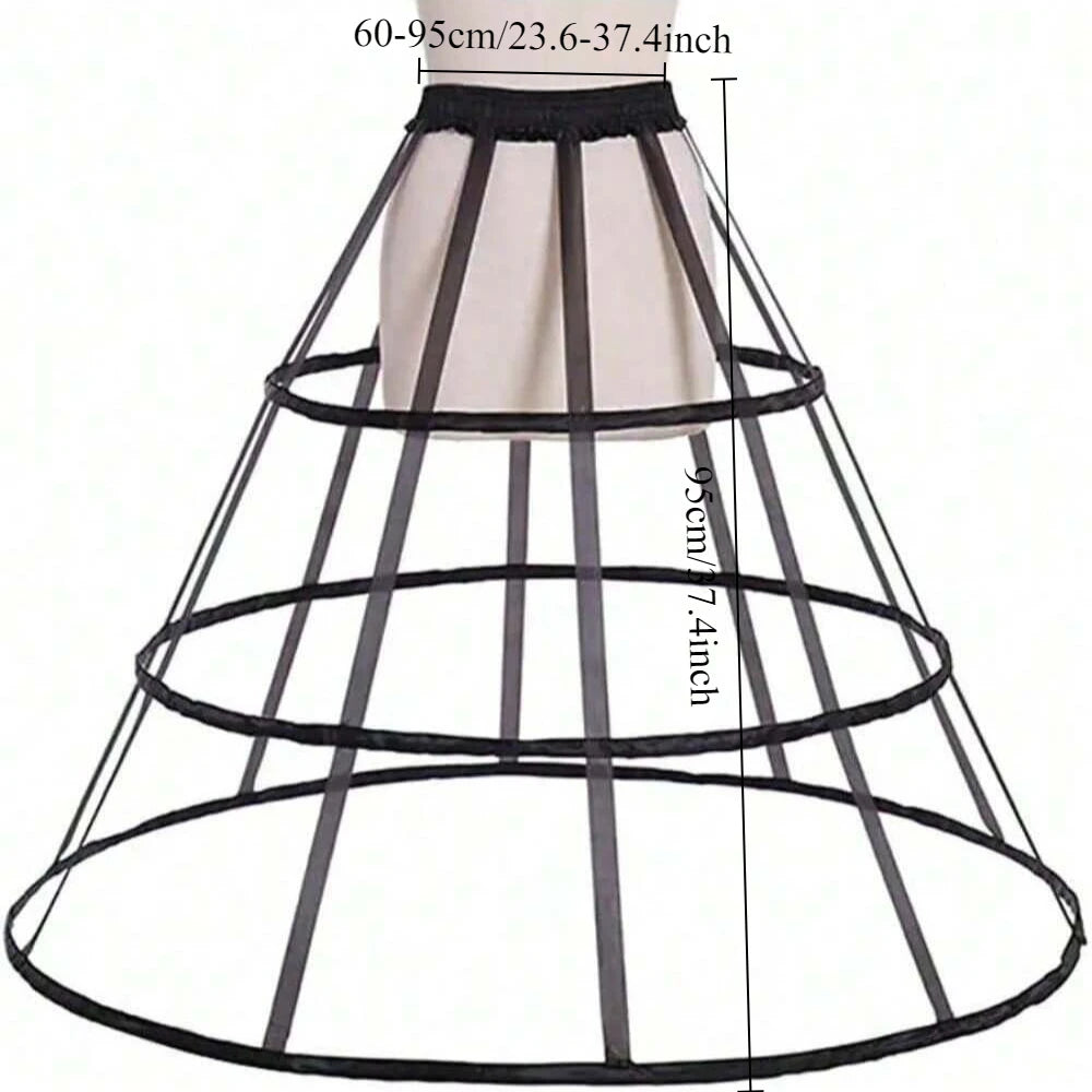 Girls 3 Hoops Crinoline Cage Bustle Petticoat Women Adjustable Pannier for dress