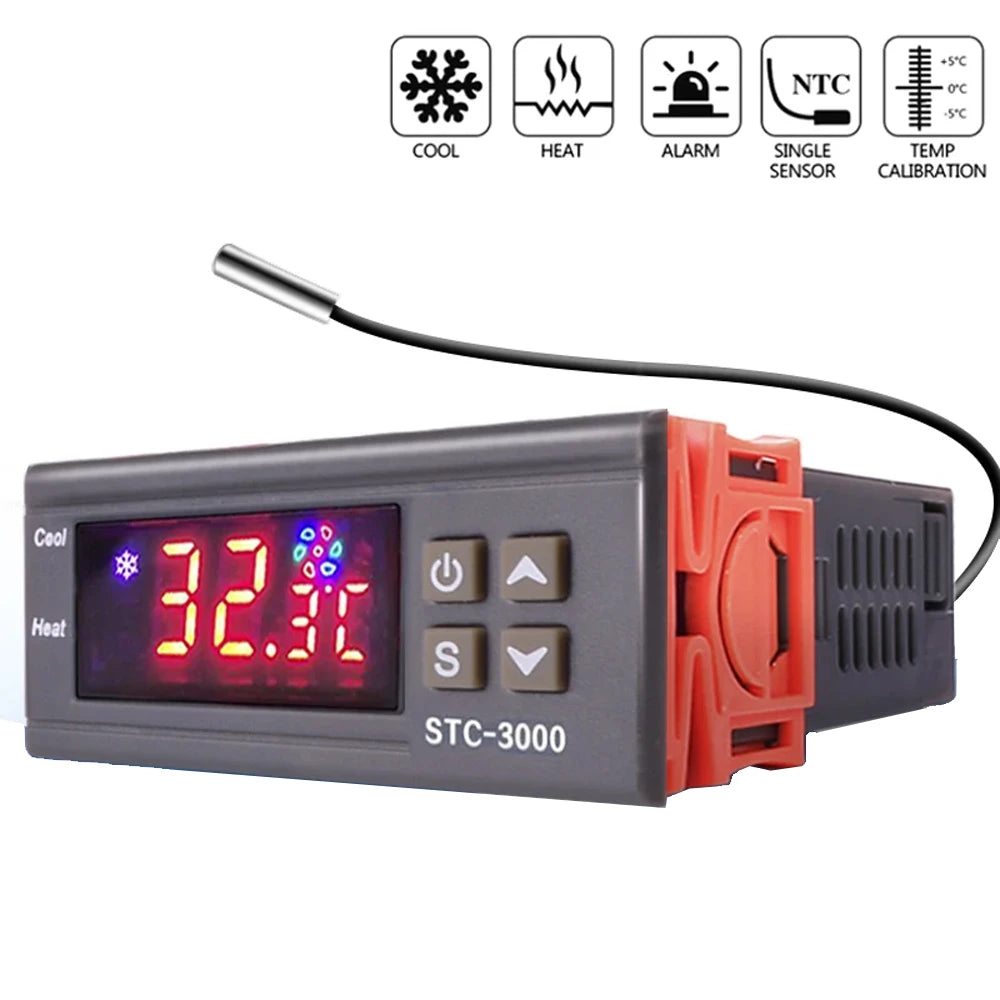 STC-1000 Digital LED Temperature Controller Heating Cooling Centigrade Thermostat 2 Relays Output with NTC Sensor Probe 12v 24v - Shoppiline