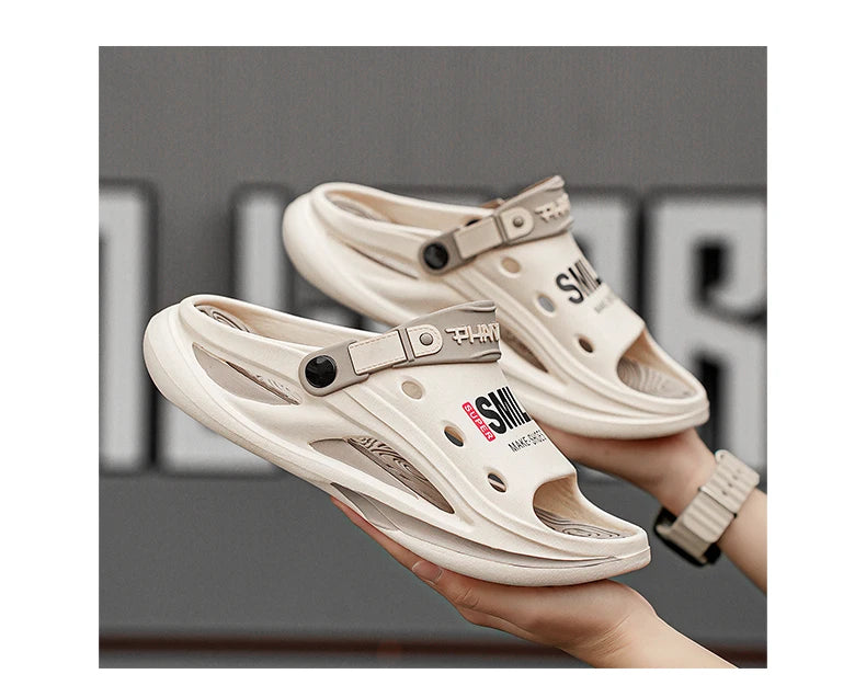 2024 Men's Outdoor Sandals Slippers Beach Comfortable Soft Sole Slide Clogs Casual Shoes Men Women Beach Sandals Big Size 46 47