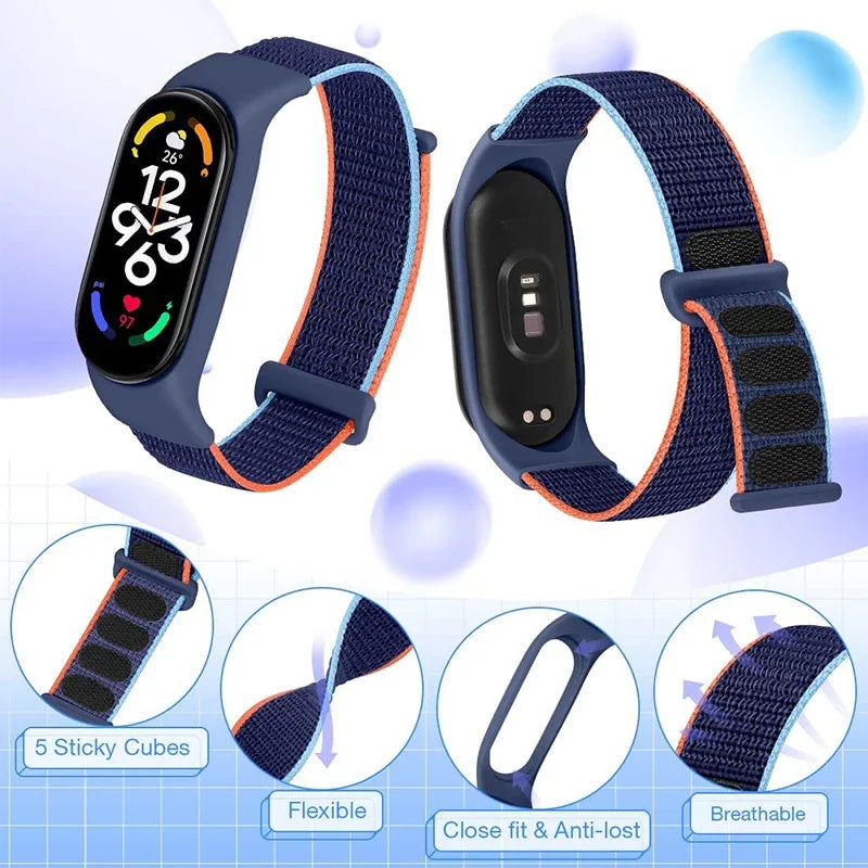 Nylonarmband für Xiaomi Mi Band 4/5/6/7 Armband Uhrenarmband Sport atmungsaktives Armband für Miband 4/5/6/7 Ersatz Correa Armband