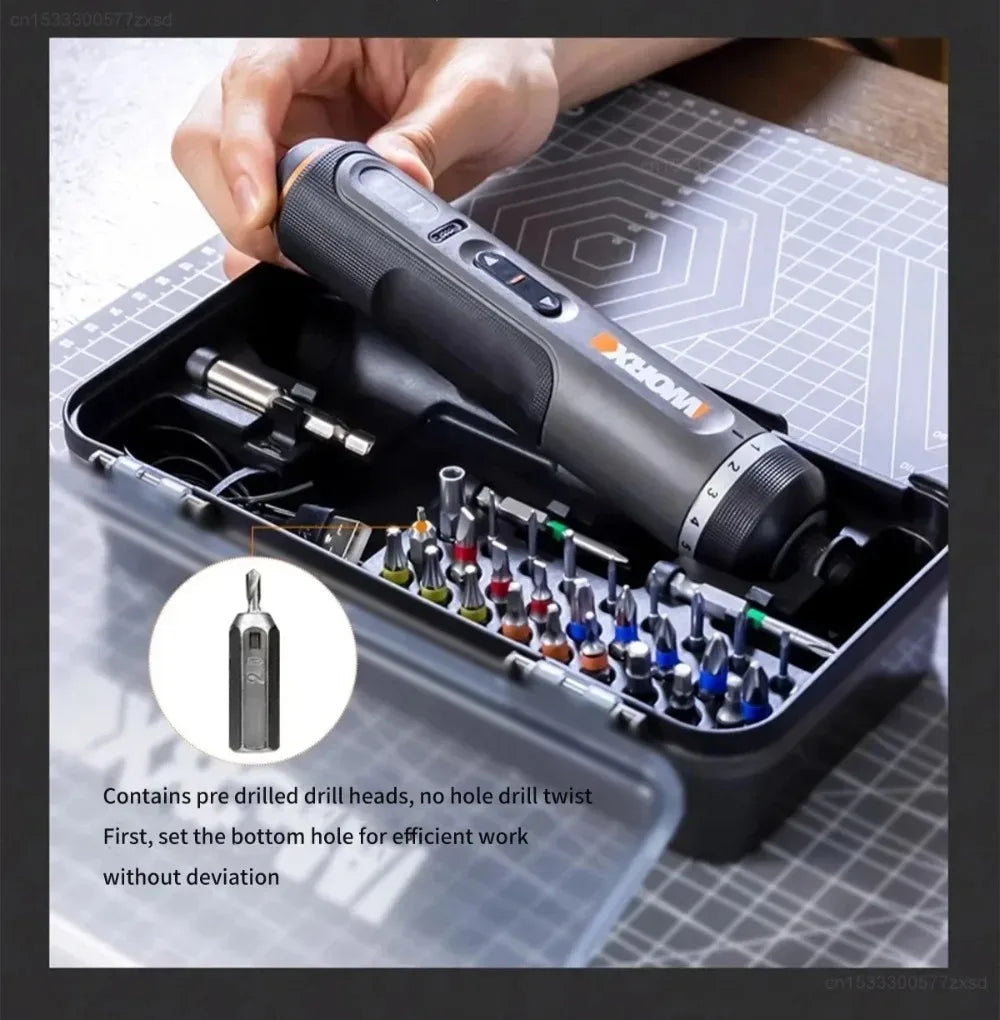 Worx 30 Bit Sets Power Tools WX242 Electrical Screwdriver Set Smart Cordless Drill Screwdrivers USB Rechargeable Set Home Repair - Shoppiline