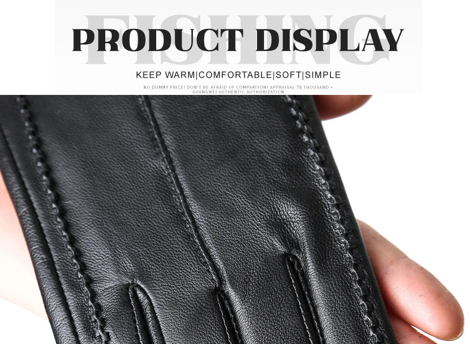 Women's sheepskin gloves winter warm plus velvet short thin touch screen driving color women's leather gloves good quality -2226