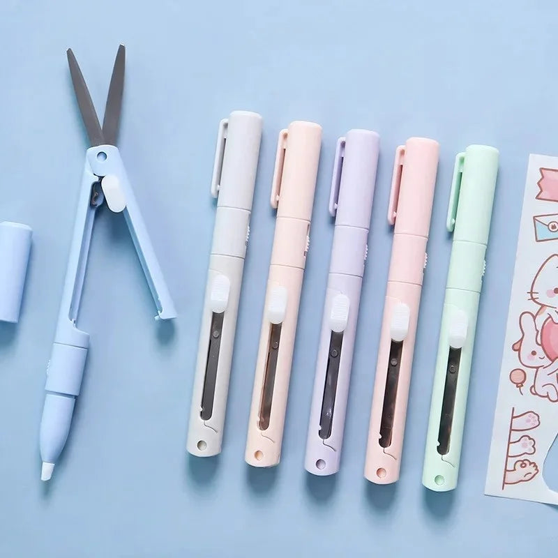 Multifunction Hand Account Cutting Folding Scissors Mini Engraving Knife Scissors Paper Trimming Utility Knife for Office School