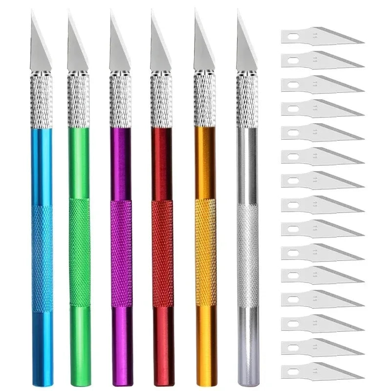 Engraving Cutter with Blade Metal Handle, Craft Carving, Sculpture Paper, Non-Slip Knife, DIY Repair, Leather Tools