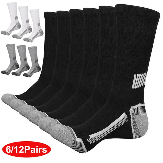 12Pairs of MEN'S Sports Socks, Sweat Absorbing, Comfortable and Breathable, Suitable for Basketball Training and Outdoor Running