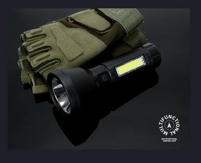 5 LED High Power Led Flashlights Rechargeable Camping Torch 5 Lighting Modes For Outdoor Camping Adventure Lamp with Side Light