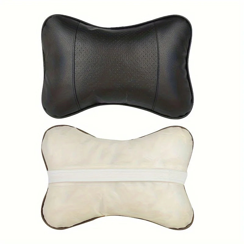 Car Neck Pillows Both Side Pu Leather 1pcs Pack Headrest For Head Pain Relief Filled Fiber Universal Car Pillow