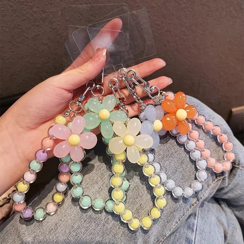 Handy Anti-Verlust Lanyard Schlüssel Kurz Handgelenk Anhänger Bunt Macaron Runde Perle Anhänger Damen Handkette Handy Lanyard