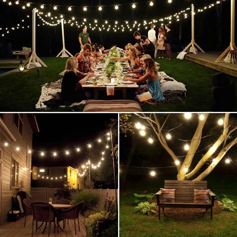 LED Solar Crystal Globe String Lights Warm White Light Outdoor Garden Patio Yard Pathway Party Decorative Fairy Light Waterproof