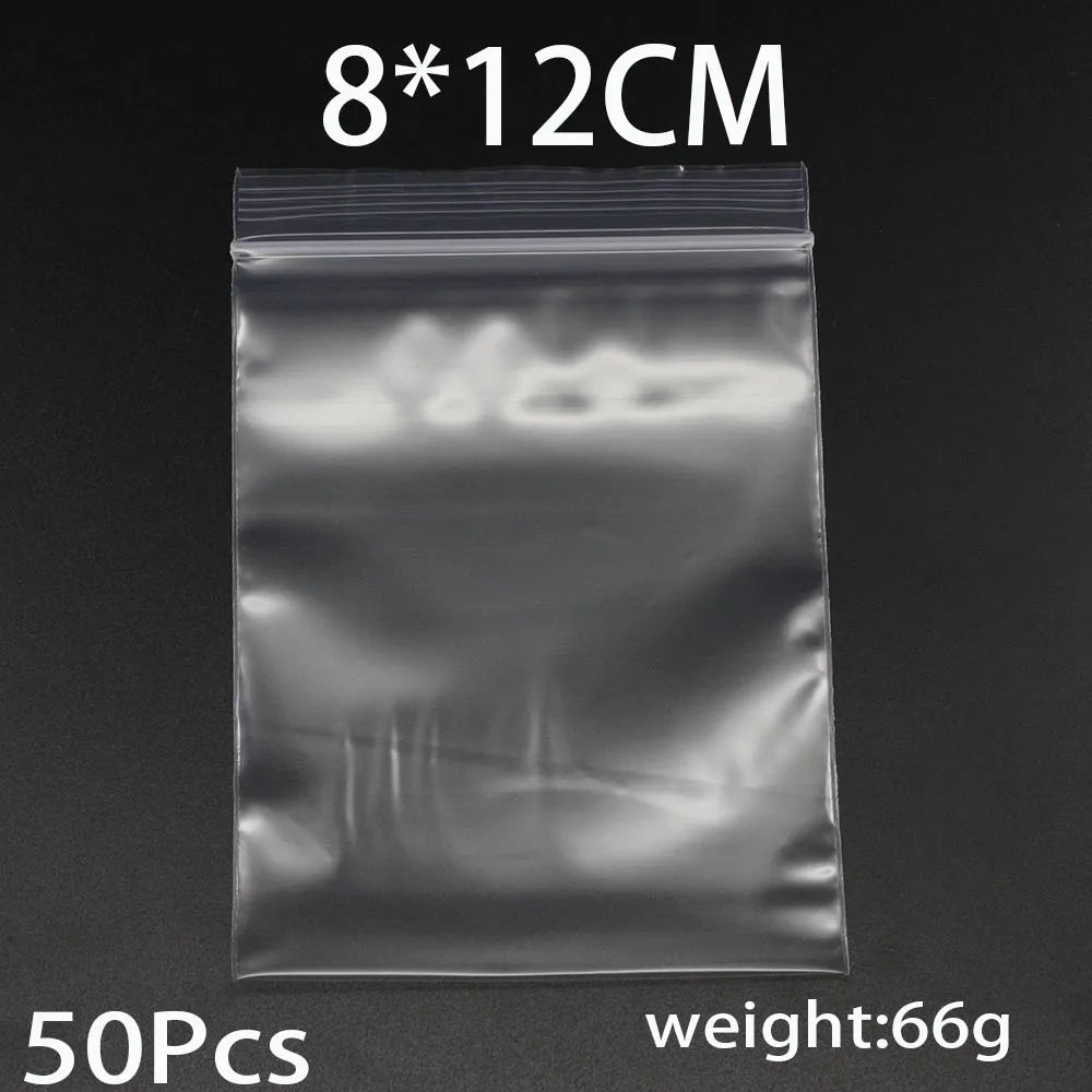 30-100pcs/bag 4*6/5*7/6*8/7*10/8*12cm Zipped Lock Reclosable Plastic Poly Clear Bags Bulk Jewelry Craft Accessory Packaging