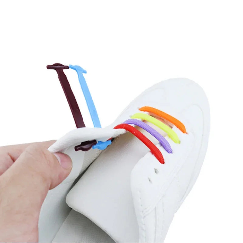 16er Pack Lazy Shoelace Silikon Quick Lace Elastische Damen Herren Kein Binden Kinder Erwachsene Turnschuhe Schnürsenkel Schnalle Schuhzubehör