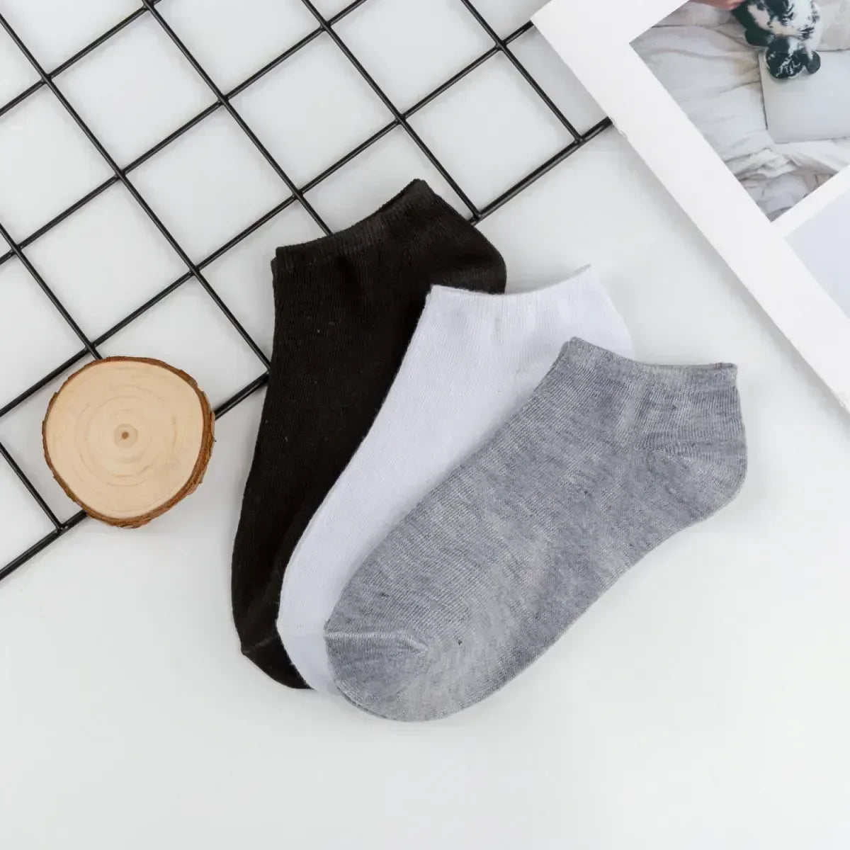 5/10 Pairs Unisex Ankle Socks Solid Color Black White Gray Cotton Deodorant Breathable Running Sports Socks New Spring Summer