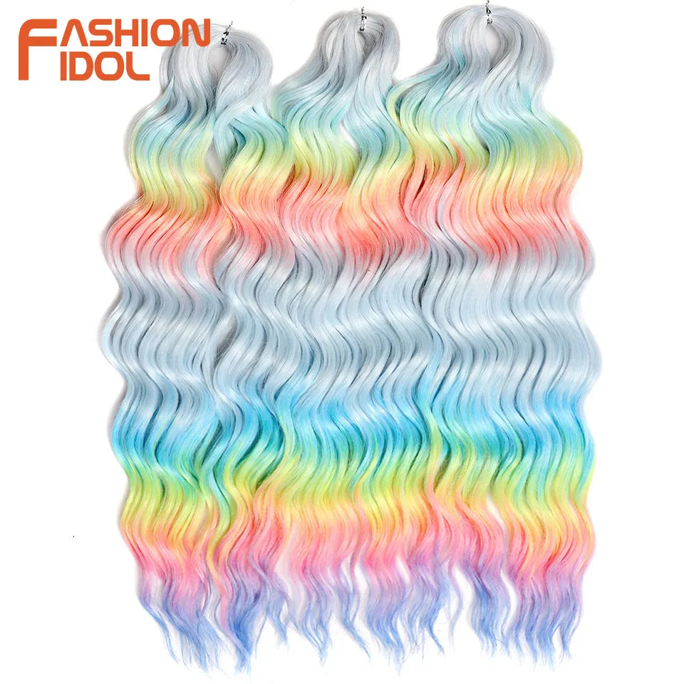 Anna Hair Extensions synthétiques de tresses Loose Deep Wave 24 pouces, cheveux tressés ondulés, cheveux bouclés torsadés au crochet Ombré Blond