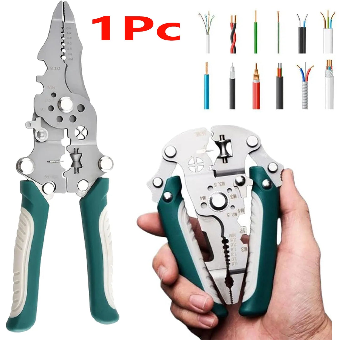 1 Foldable Wire Stripper with Pulley Design, Multifunctional Electrician Wire Splitter, Wire Winding Pliers, Crimping Pliers, Hand Tool