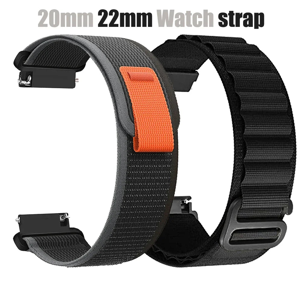 Nylonarmband für HaiWei Galaxy Watch 7 6 5 4 40mm 44mm Classic/Active/Gear S3 Frontier 20mm 22mm Sport Loop Armband Amazfit GTS 3 4