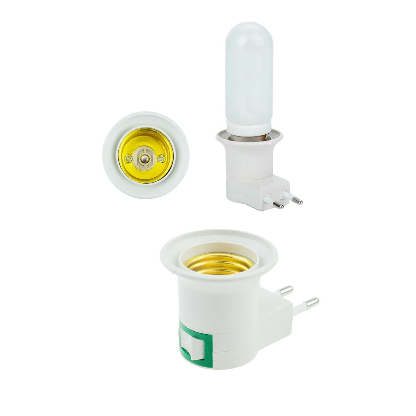 E27 LED Light Lamp Bulbs Socket Base Holder EU/US Plug Adapter ON/OFF Switch White bulb holder