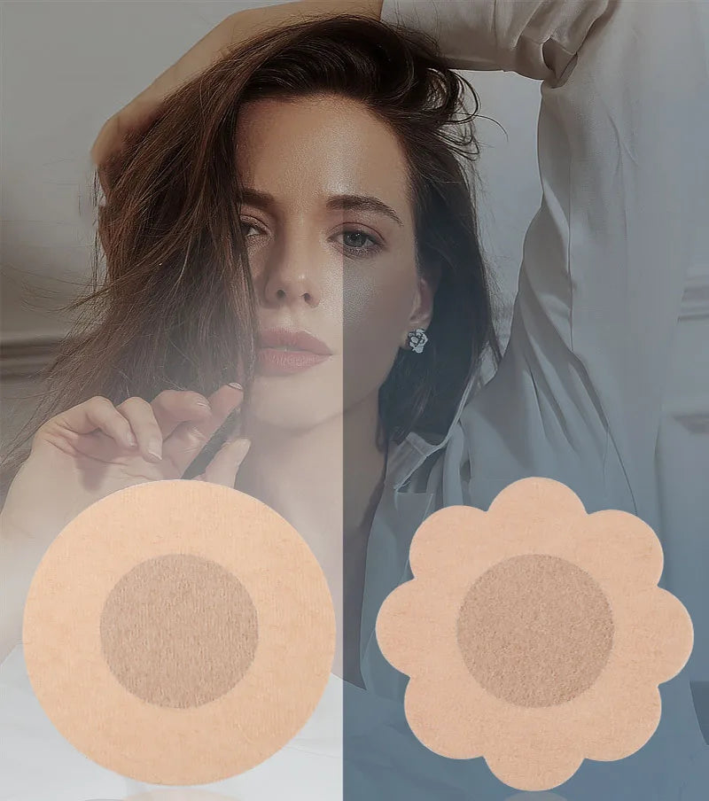 100Pcs Nipple Sticker Disposable Invisible Chest Sticker Non-woven Bra Breast Patch Bra-less Pasties Pad Nipple Cover Stickers