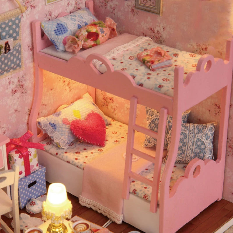 Kitten Mini Doll House 3D Puzzle Assembly Model Building Kit Creative Room Bedroom Decoration With Furniture Wooden Crafts Gifts - Shoppiline