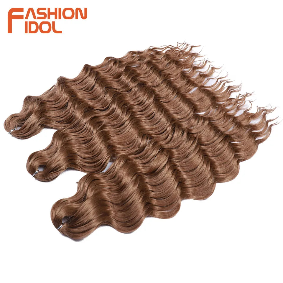 Anna Hair Extensions synthétiques de tresses Loose Deep Wave 24 pouces, cheveux tressés ondulés, cheveux bouclés torsadés au crochet Ombré Blond