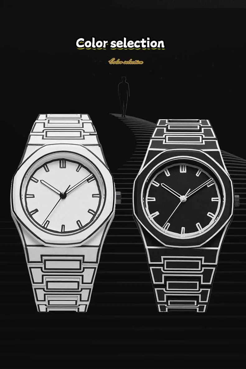 2025 Neue kreative Herren-Silikonuhr VA VA VOOM Marke Quarzuhrwerk Kreative Linien Freizeit Outdoor Sport Schwarz Armbanduhren