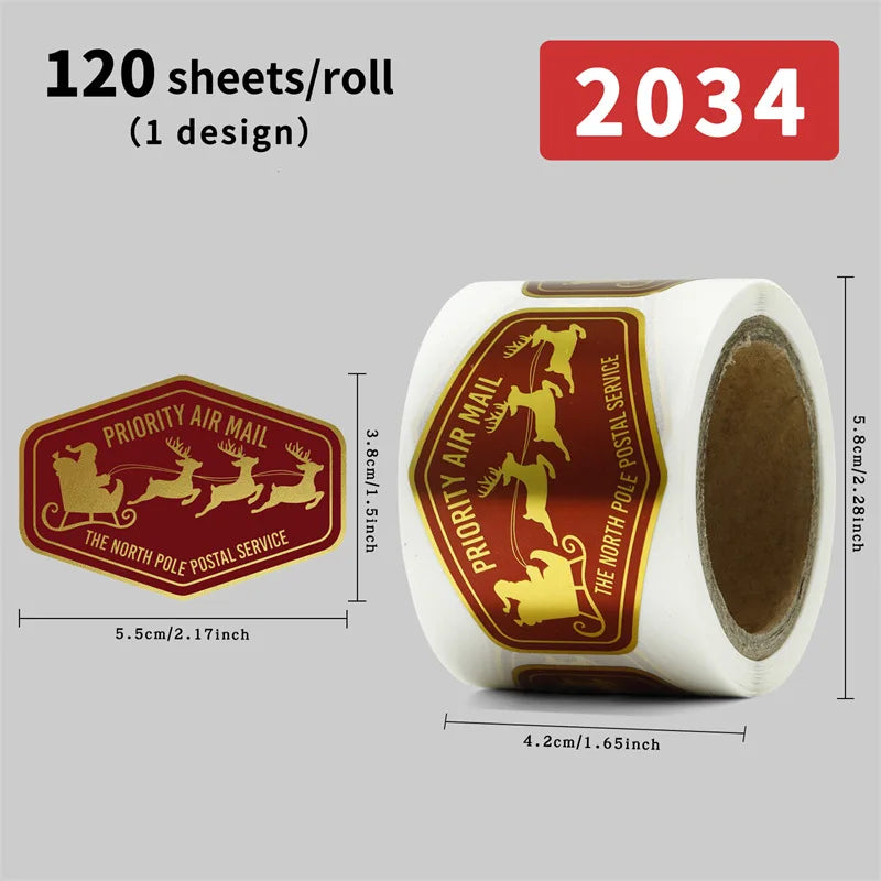 120 Stück Geschenkverschlussaufkleber Weihnachtsdesign Selbstklebend PP Weihnachtsmann Post Festliche Party Geschäftsdekorationsetiketten