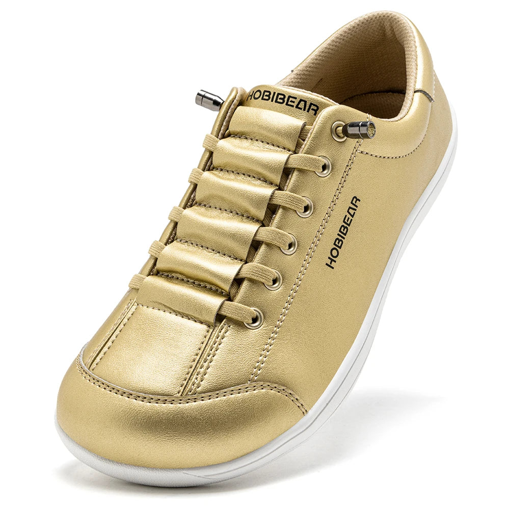 HOBIBEAR Unisex Barefoot Wide Toe Shoes Women Men Artificial Leather Minimalist Sneakers Adjustable Slip On Walking Shoes