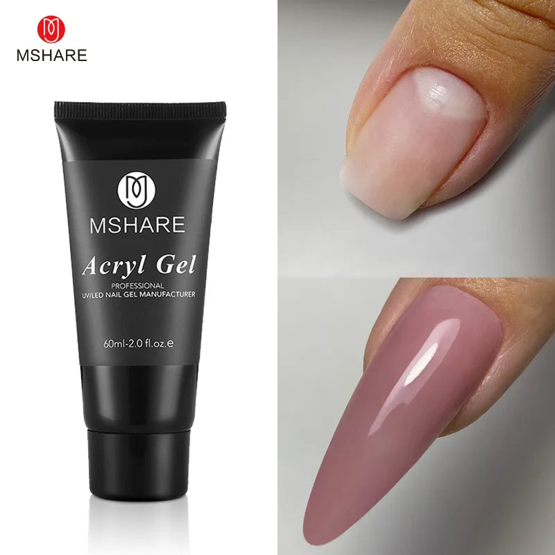 MSHARE Poly Nails Acryl Gel 60ml Builder UV Led Acrylgel Nagelverlängerungen Acryl Rosa Weiß Klar Acrylat HEMA TPO-freies Gel