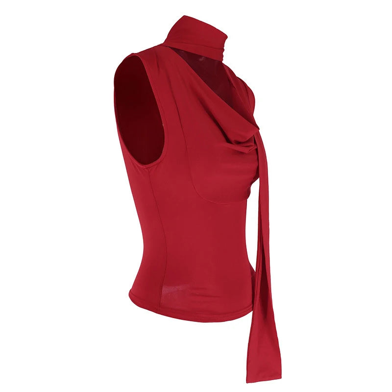 Women's Sexy Sleeveless V-Neck Solid Tank Top Fashion Bandage Streetwear Casual Slim Fit Elegant Knitted Summer Lady's Clothing