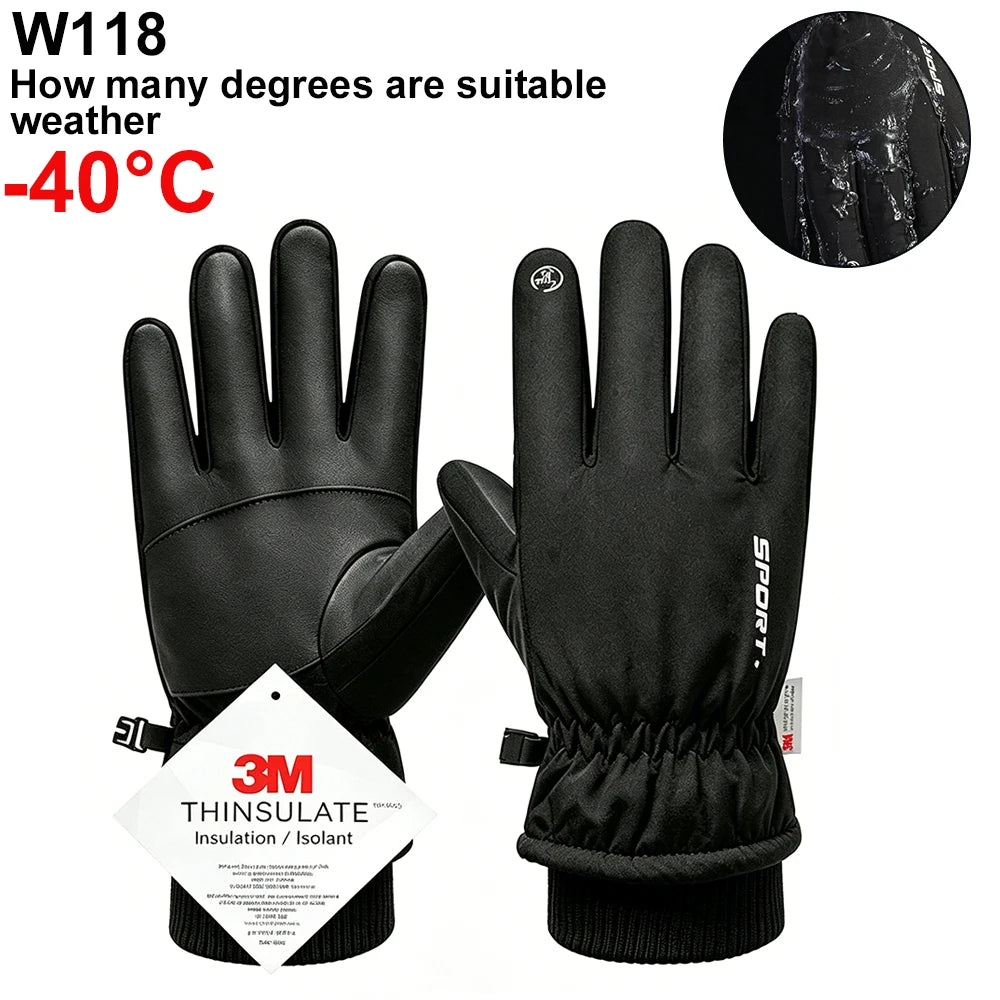 NEWBOLER Keep Warm Bicycle Gloves Full Finger Men Winter Autumn Windproof Cycling Glove Touch Screen MTB Road Bike Gloves