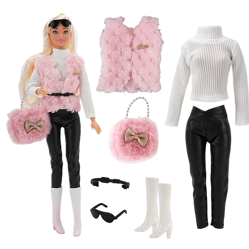 NEW Fashion Clothes For Doll 30cm Daily Sportwaer Winter Sweater Pants Plush Coat Shoes For Doll Mini Accessories Christmas Gift - Shoppiline