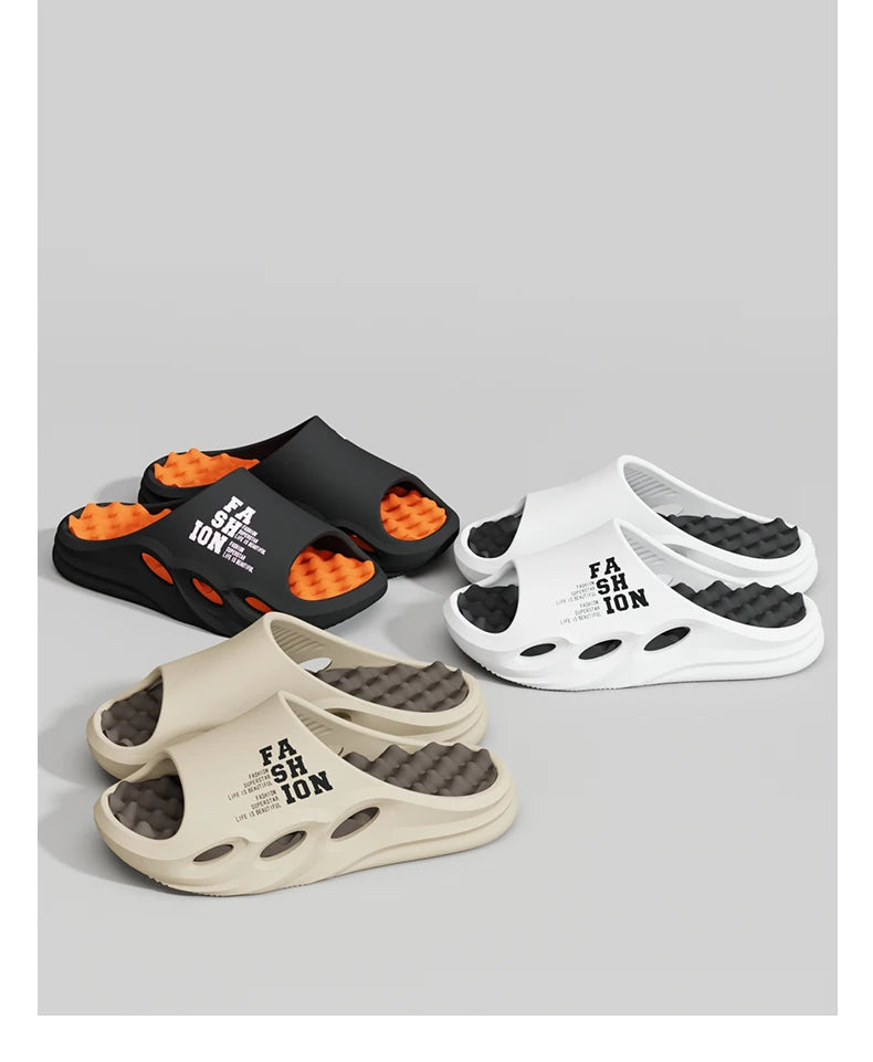 Men Fashion Massage Slippers Indoor/Outdoor Sandals Beach Flip Flop Thick Sole Male Slides Summer Non-Slip Men Shower Slippers - Shoppiline