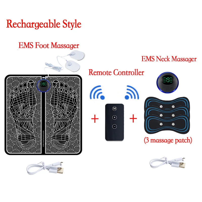 Electric EMS Foot Massager With Gel Pad Portable EMS Muscle Stimulation Massage Mat Improve Blood Circulation Relief Pain Relax