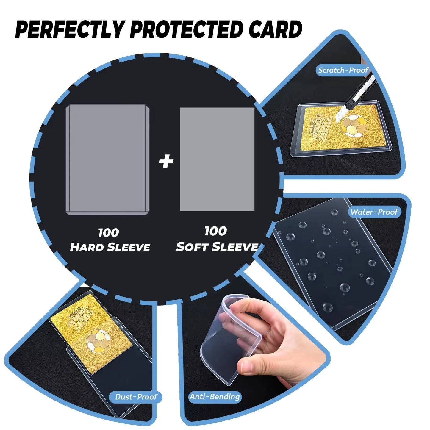 600pcs Hard Card Sleeves And Soft Card Holder Covered With Protective Filmclear Trading Protectors For Pokmone Football Gamecard