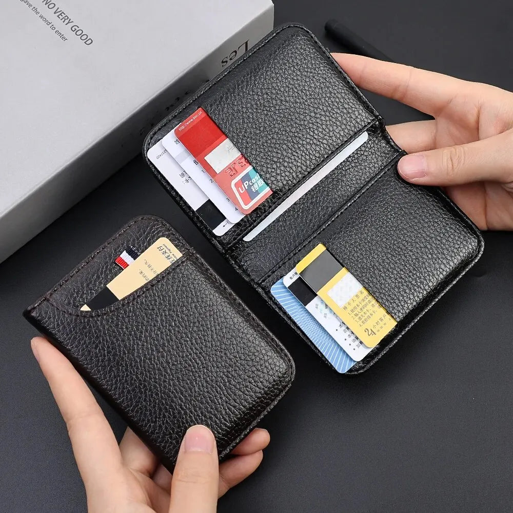 Tragbares Super Slim Weiches Portemonnaie für Herren PU Leder Mini Ausweis Kreditkarten Geldbörse Kartenhalter Portemonnaie Dünne Kleine Kurze Brieftaschen