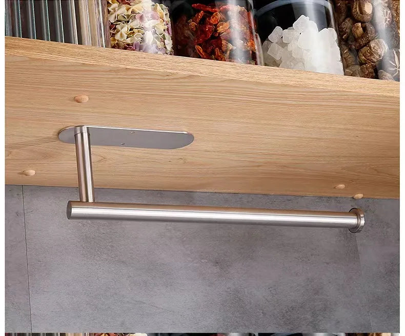 Kitchen Paper Towel Holder Adhesive Tissue Hanger Toilet Roll Paper Dispenser Cabinet Storage Napkin Rack Bathroom Accessories - Shoppiline