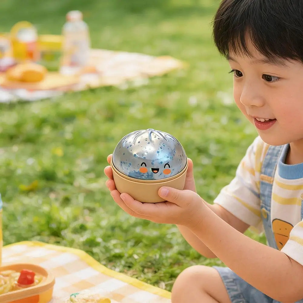 Realistic Giant Dumpling Squeeze Toy with Bamboo Steamer Soft TPR Dough Ball Decompression Fidget Toy Funny Creative Gift